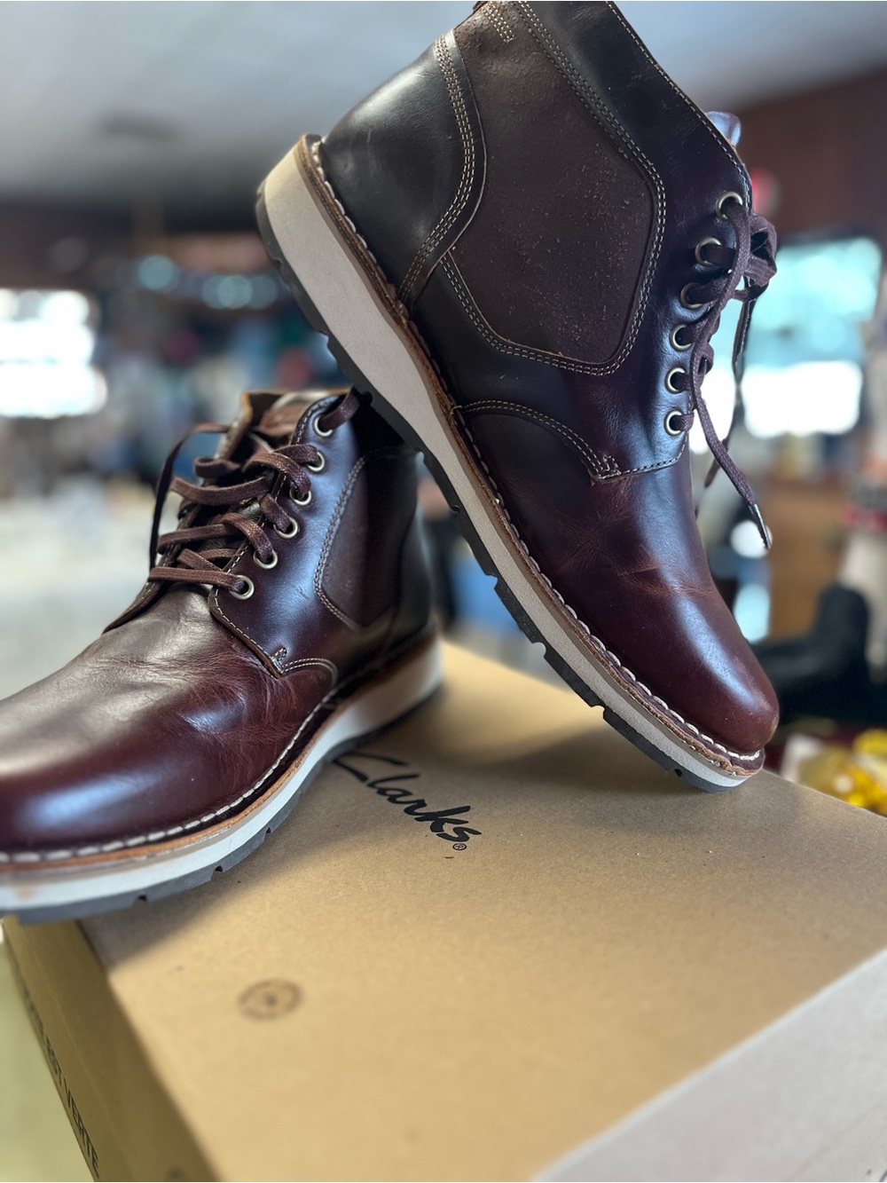 Clarks Men’s Dark Brown Leather Gravelle Top Boots